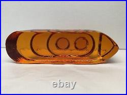 Rare Signed V Nason Murano Glass Amber Orange Ship 5-3/4 Vintage Paperweight