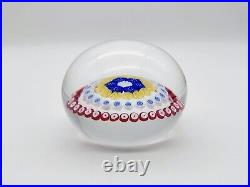 Rare Vintage 1985 Marked Baccarat France Millefiori Art Glass Flower Paperweight