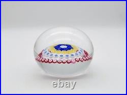 Rare Vintage 1985 Marked Baccarat France Millefiori Art Glass Flower Paperweight