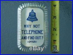 Rare Vintage Antique glass Advertisement Paperweight Bell Telephone Systems