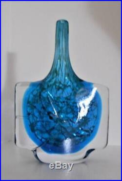 Rare Vintage Maltese Mdina Fish Head / Axe Head Vase Perfect Christmas Present
