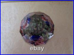 Rare Vintage Murano Art Glass Millefiori Floral Faceted Paperweight 5 7/8'' Tall