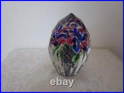 Rare Vintage Murano Art Glass Millefiori Floral Faceted Paperweight 5 7/8'' Tall