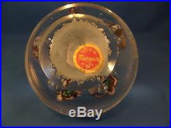 Rare Vintage Murano Glass Flower Paperweight, Made In Italy, Original Label