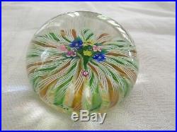 Rare Vintage Paul Ysart Glass Paperweight Six Flower Bouquet Embedded H