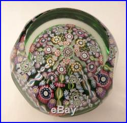 Rare Vintage Perthshire Millefiori Green Facetted Paperweight Signed 1990 P