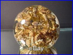 Rare Vintage St Clair Art Glass Gold Pyrite Paperweight 3 Dimensional Look Retro