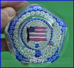 Rare Vintage Whitefriars USA Bicentennial flag Paperweight 1776 1976 Signed