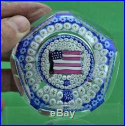 Rare Vintage Whitefriars USA Bicentennial flag Paperweight 1776 1976 Signed