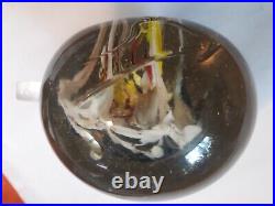 Rare vintage art glass paperweight, marked unidentified, 41/2 inches wide