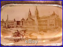 Rectangular 1893 World's Fair, Chicago, glass paperweight, vintage, Machinery Hall