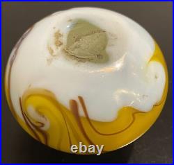 Richard Ritter Murrini Glass Vessel Paperweight Yellow Swirl Signed