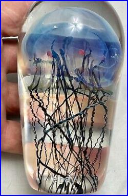 Richard Satava Moon Jellyfish Art Glass Sculpture Paperweight Sea Ocean 5.25