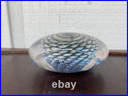 Robert Eickholt Art Glass Paperweight 5.5 Vintage Signed Swirl Purple