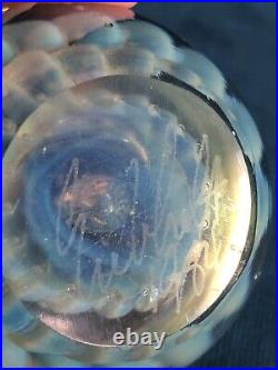 Robert Eickholt Art Glass Paperweight Jellyfish Controlled Bubbles 1984