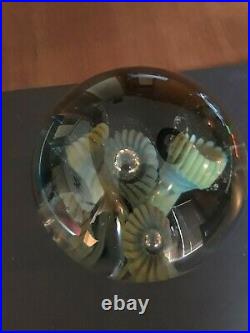 Robert Eickholt Large Anemone Dome Spray Vintage Art Glass Paperweight 6.5 in