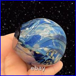 Robert Eickholt Paperweight Glass Free Form Different Tones of Blue 1991 Vtg