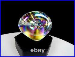 Robert Eickholt Signed Art Glass Iridescent Pinched 2 5/8 Paperweight 1994