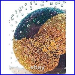 Robert Eickholt XL 6 Disc Art Glass Paperweight Bubble Aventurine Dichroic