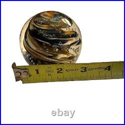 Rocky Earth 3 Brown Orange Orb Paperweight Bullicante Bubbles Signed OOAK