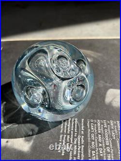 Rollin Karg Multicolor Swirl Bubbles Art Glass Sculpture Paperweight! - K read