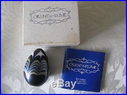 SALE! Vtg ORIENT AND FLUME Paperweight Purplish/Blue, 3, Box, Certificate, 1976