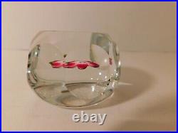 SCARCE Vintage 1973E Perthshire with a REDDISH PINK FLOWER Art Glass Paperweight