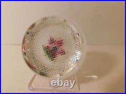 SCARCE Vintage 1973E Perthshire with a REDDISH PINK FLOWER Art Glass Paperweight