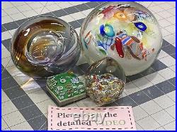 SEE DETAILED VIDEO? Glass Paperweights Colorful Collection Vintage Art Blown