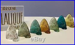 SEVEN Vintage Lalique France Crystal & Enamel Butterfly Paperweights MINT