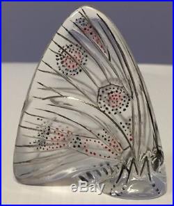 SEVEN Vintage Lalique France Crystal & Enamel Butterfly Paperweights MINT