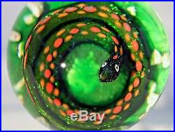 SPACTACULAR Vintage PAUL YSART SNAKE with Awesome PATTERN Art Glass Paperweight