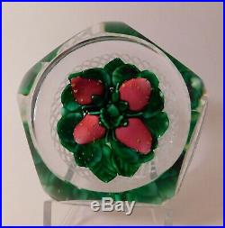 SPECTACULAR Vintage ST LOUIS STRAWBERRY PLANT Lampworks Art Glass Paperweight