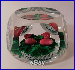 SPECTACULAR Vintage ST LOUIS STRAWBERRY PLANT Lampworks Art Glass Paperweight