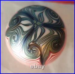 STEPHEN SMYERS PULLED & TRAILED IRIDESCENT ART GLASS PAPERWEIGHT 1976, Tiffany