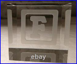 STEUBEN Glass BABY BLOCK LETTER F rare collectible crystal paperweight cube