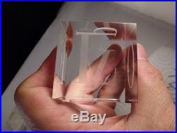 STEUBEN Glass Crystal LOVE HOPE Block Cube Paperweight signed vintage