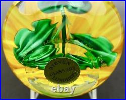 STEVEN LUNDBERG Sunflower Vincent Vanque Art Glass Paperweight, Apr 3.25Hx3.75W