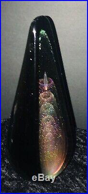 STUART ABELMAN Vintage 1986 Rare IRIDESCENT SIGNED ART GLASS Large PAPERWEIGHT