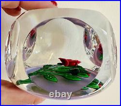 Saint Louis 1978 Limited Edition Faceted Rose Art Glass Paperweight