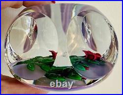 Saint Louis 1978 Limited Edition Faceted Rose Art Glass Paperweight