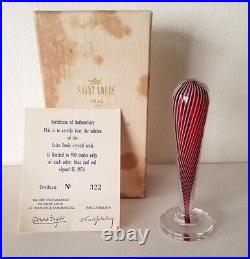 Saint Louis Paperweight #322 Red & White Letter Seal 1974 Crystal Orig. Box Cert