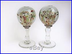 Scarce Pair Antique Vintage Wig Stands Paperweight End Of Day Glass