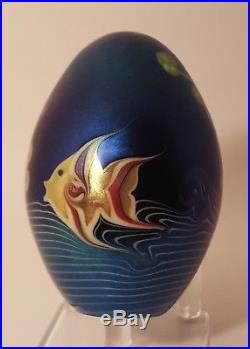 Scarce & Vintage GRANT RANDOLPH Egg Shaped FISH Motif Art Glass Paperweight