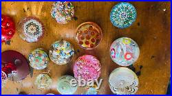 Set of 18 Victorian Art Glass Decorative Floral Paperweights