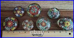 Seven 1930's Vintage Chinese Millefiori Paperweights EUC