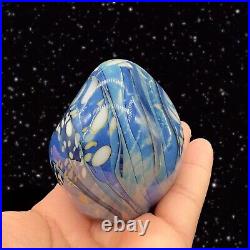 Signed Art Glass Paperweight Glass Free Form Different Tones of Blue 1991 Vtg