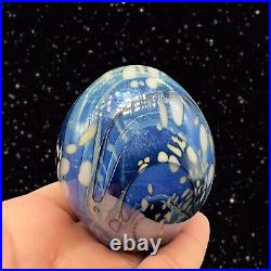 Signed Art Glass Paperweight Glass Free Form Different Tones of Blue 1991 Vtg