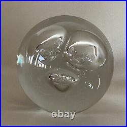 Signed Barbini Murano Glass Orb Sphere Paperweight 3 Big Bubbles MCM