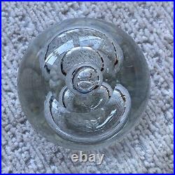 Signed Barbini Murano Glass Orb Sphere Paperweight 3 Big Bubbles MCM